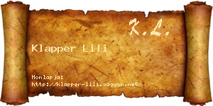 Klapper Lili névjegykártya